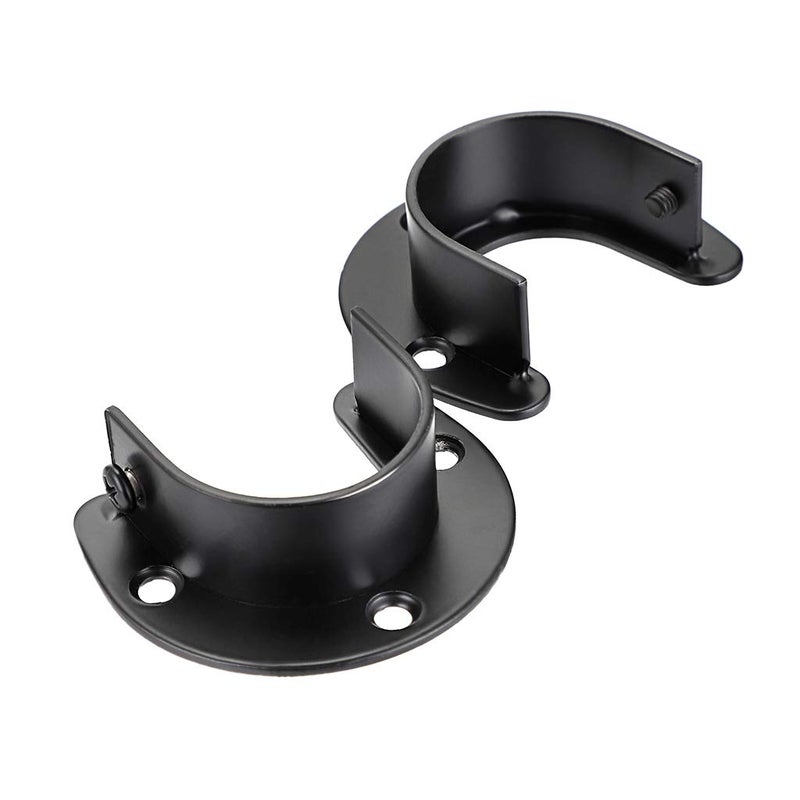 OwnMy 4 Packs Closet Rod End Supports Brackets 1-1/2" Diameter, U Shaped Stainless Steel Closet Pole Sockets Flange Rod Holder for Closet Wardrobe Shower Curtain (Black) - Image 4